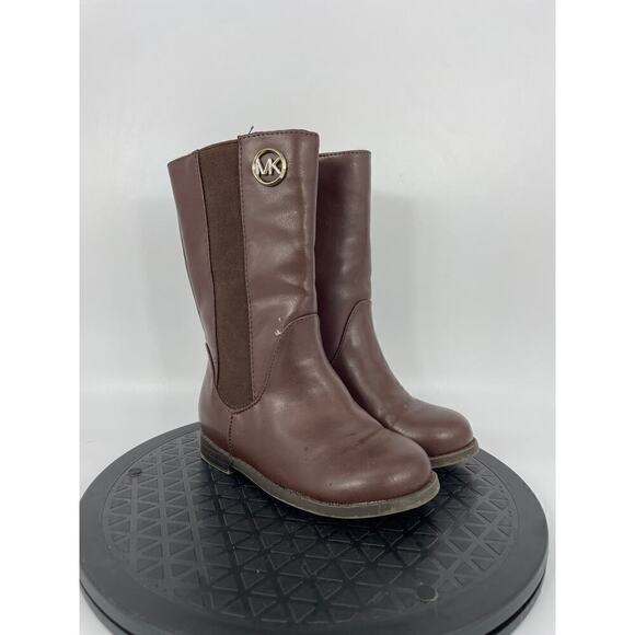 Girls Michael Kors Emma Rubie-T Leather Zip Equestrian Boots Size 7 Brow… - Picture 3 of 6